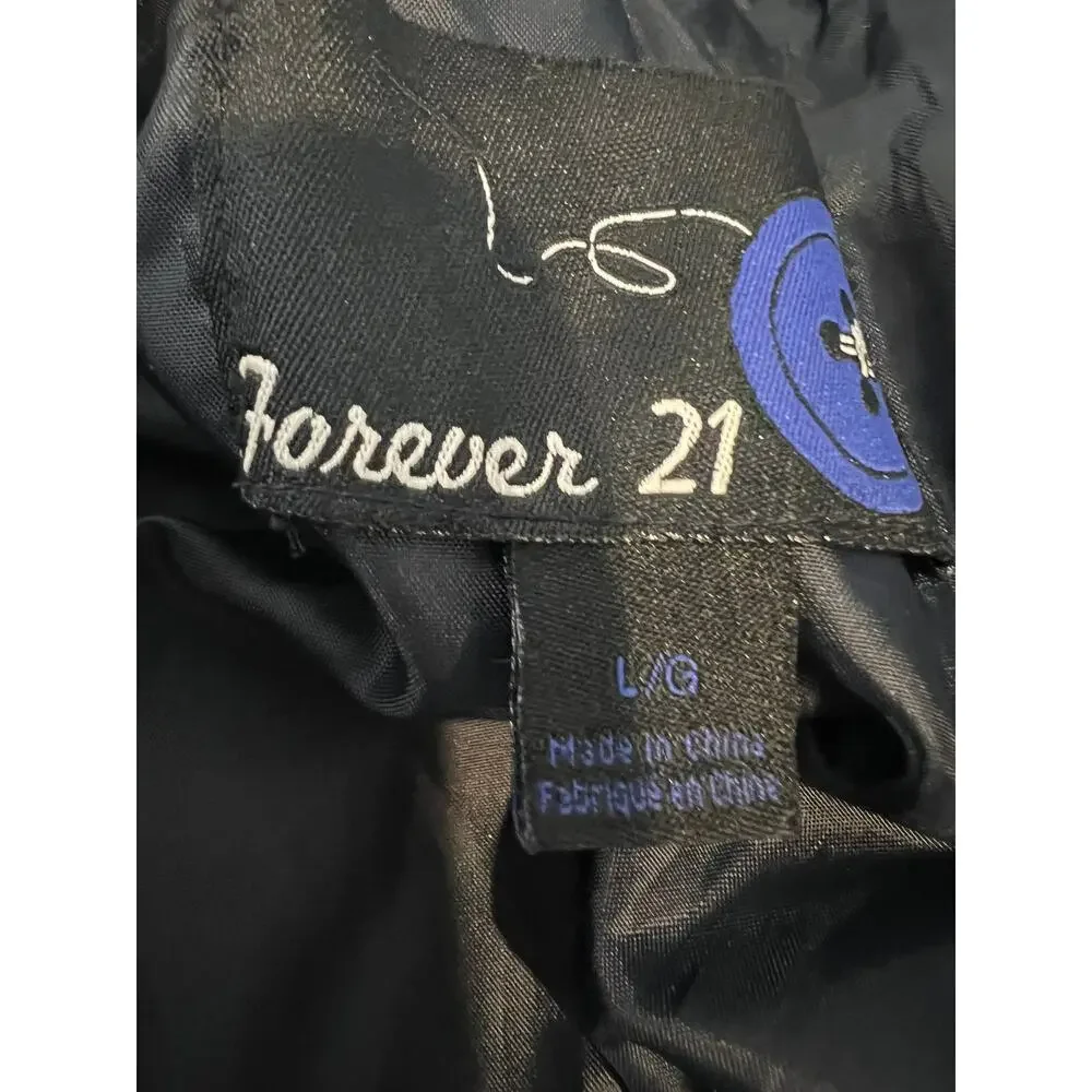 Vintage Y2K Forever 21 Navy Wool Blend Pea Coat size Large Belted - Picture 5 of 6